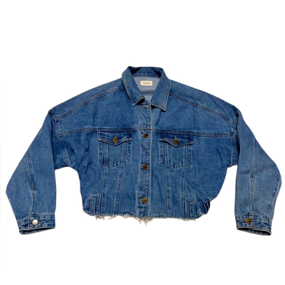 Mono B Distressed Crop Jean Jacket